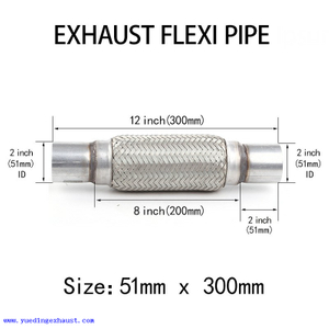 51 mm x 300 mm Reparo de junta flexível de escape Flexi Pipe tube Flexi